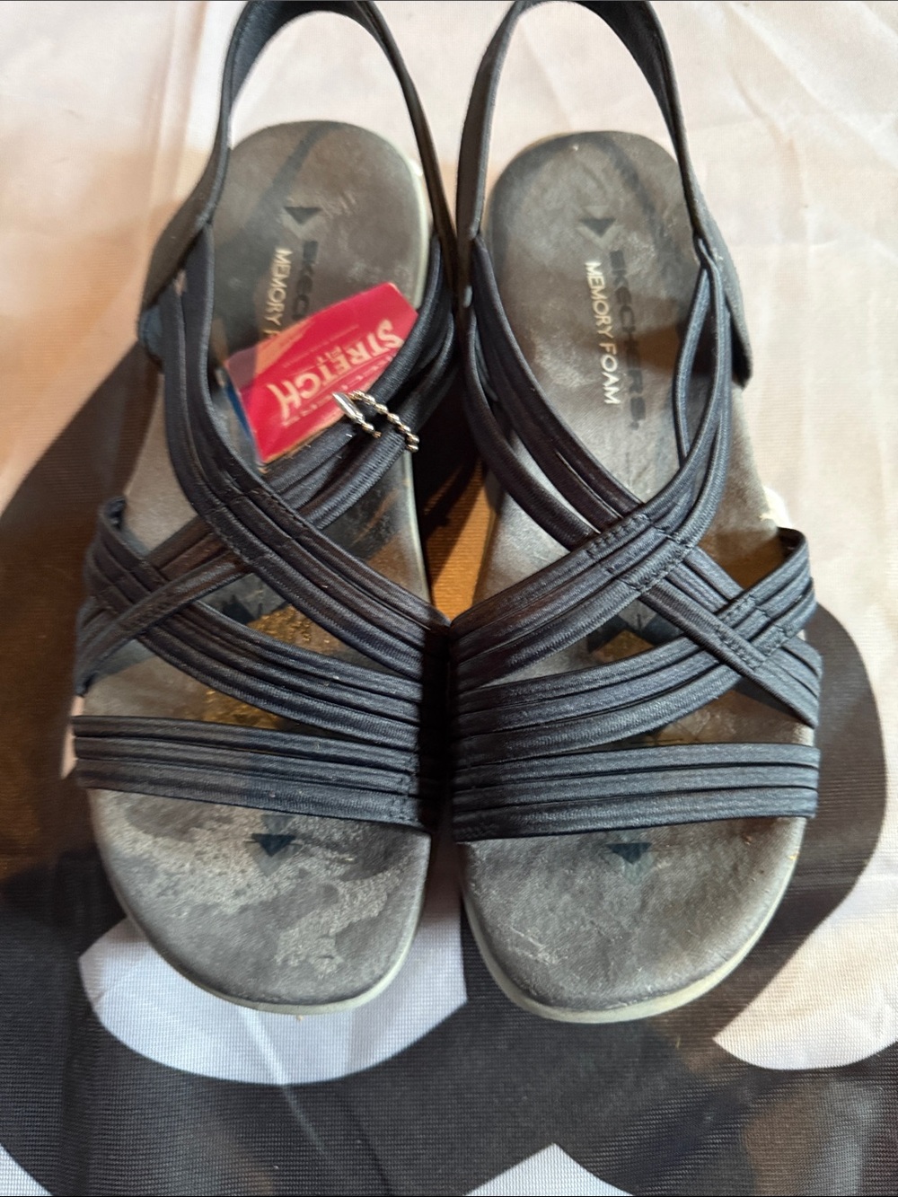 Memory Foam Black Strappy Slingback Sandals